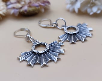 Fan earrings Silver earrings small silver earrings womens silver earrings Antique silver earrings Boho earrings Gift for her