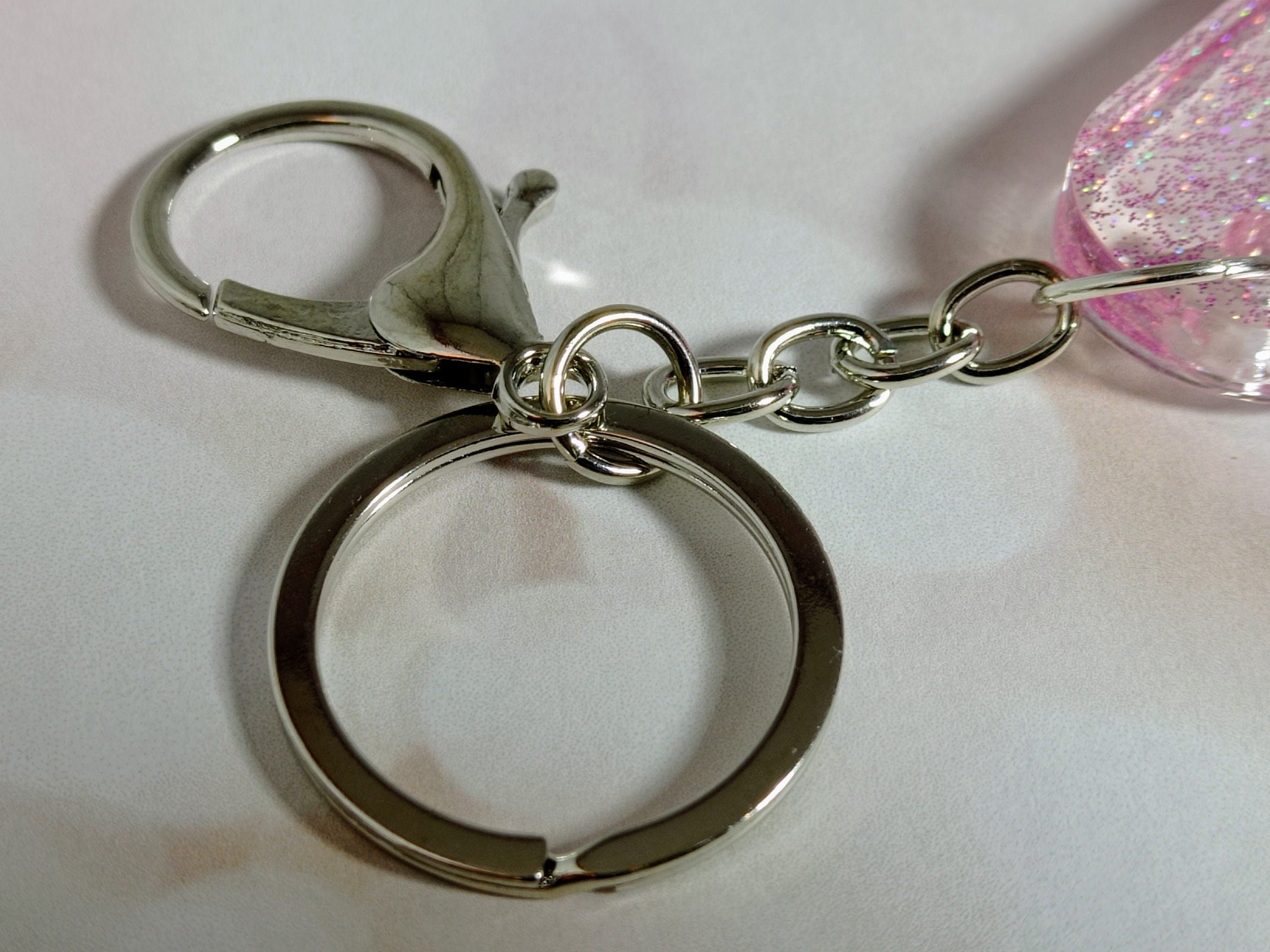 Shimmer Heart Keychain: Handmade Resin Glitter Bag Charm - Etsy