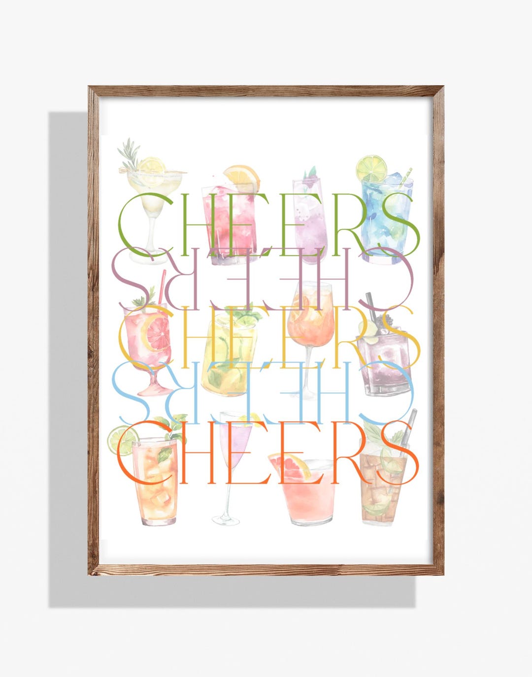Colorful Cocktail Cheers Print | Home Bar Decor (digital Download) - Etsy