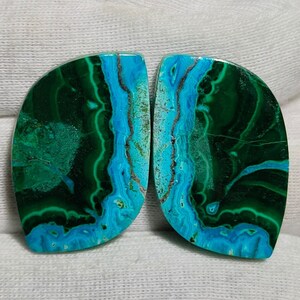 Unique Top Grade Quality 100%Natural Chrysocolla Malachite Pair Loose Gemstone Fancy Shape Pair For Jewelry Making (30x18x4) (48ct)