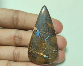 Top Grade Quality 100% Natural Boulder opal Pear Shape Cabochon Loose Gemstone For Making Jewelry 52x38x6  79Ct