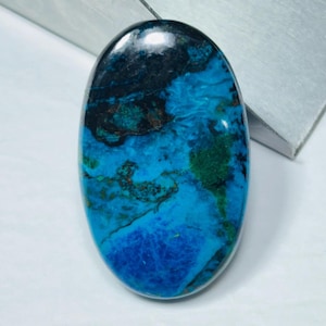 Natural Shattuckite Cabochon Top Quality  Shattuckite Loose Gemstone Shattuckite Rare Blue Smooth Crystal For Jewelry Uses  80Ct, 43x26x5 MM