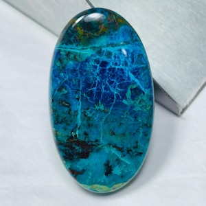 Natural Shattuckite Cabochon Top Quality  Shattuckite Loose Gemstone Shattuckite Rare Blue Smooth Crystal For Jewelry Uses  50Ct, 40x22x5 MM