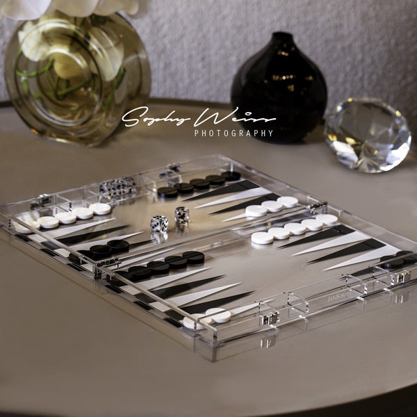 Backgammon - Luxury Acrylic Board Game - Chess - Ornament - Gift - Display - Board Game - Housewarming Gift - Backgammon - Rummikub - Decor