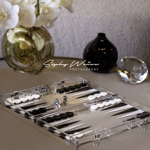 Luxury Acrylic Backgammon Game by Jan Kauf. Connect 4 Noughts and Crosses Jenga Tower Othello Chess Mancala Poker. This Board Game is the perfect Home Décor Christmas Gift Birthday Gift Anniversary Gift Graduation Gift Housewarming Gift Ornament