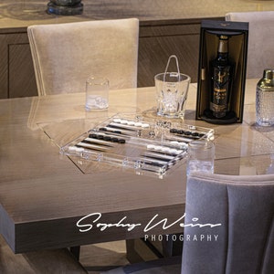 Luxury Acrylic Backgammon Game by Jan Kauf. Connect 4 Noughts and Crosses Jenga Tower Othello Chess Mancala Poker. This Board Game is the perfect Home Décor Christmas Gift Birthday Gift Anniversary Gift Graduation Gift Housewarming Gift Ornament