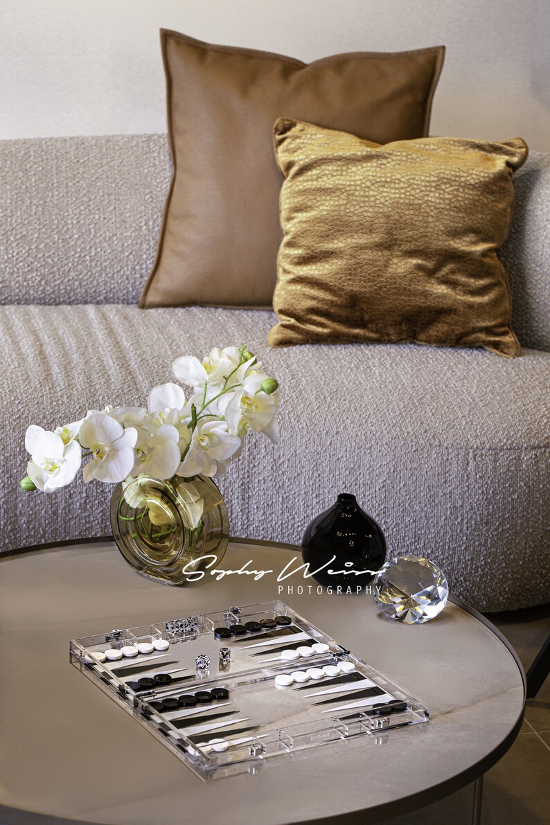 Luxury Acrylic Backgammon Game by Jan Kauf. Connect 4 Noughts and Crosses Jenga Tower Othello Chess Mancala Poker. This Board Game is the perfect Home Décor Christmas Gift Birthday Gift Anniversary Gift Graduation Gift Housewarming Gift Ornament