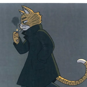 Cat Detective Print ~ W13cm x L15.5cm