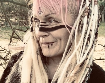 Viking Dreads and braids mix | single ended | blondes greys silvers dreads | Nordic braid in dreads | Viking wedding hair/ Viking festival