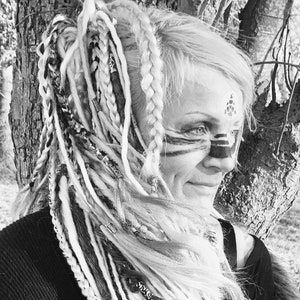Viking Black and white tribal dreads and braids Instant black dreads hair viking dreads viking wedding hair / witch hair image 2