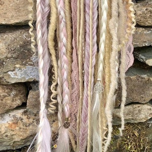 Pink and blonde braids dreads | instant pale pink soft blondes | Uk seller of dreadlocks & braids mixes  |  ponytail hair accessory