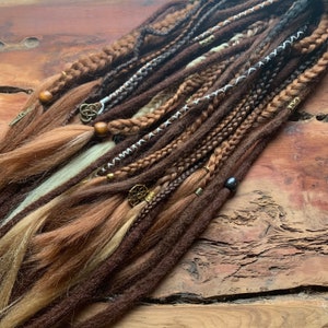 Viking Brown dreads | clip in /ponytail / Viking festival/ Viking wedding/festival dreadlocks - synthetic brown dreads and braids