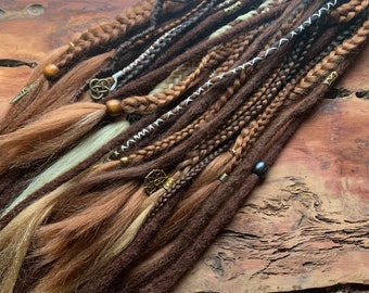 Viking Brown dreads | clip in /ponytail / Viking festival/ Viking wedding/festival dreadlocks - synthetic brown dreads and braids