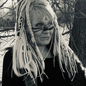 Tranças e dreads vikings, mistura de dreads sintéticos/cabelo de casamento viking/dreadlocks e tranças loiras/cabelo de festival viking/dreads de rabo de cavalo