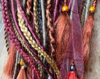 Red fall autumn festival dreads braids mix - clip in dreadlocks |red dreads | clip in Dreads | red Viking wedding hair |viking dreads/