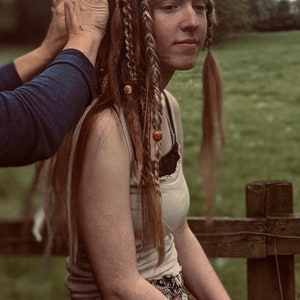 Brown synthetic dreads and braids/ clip in dreadlocks | clip in brown dreads/ Viking hair /Viking dreads / Viking fall dreads/ autumn dreads image 8