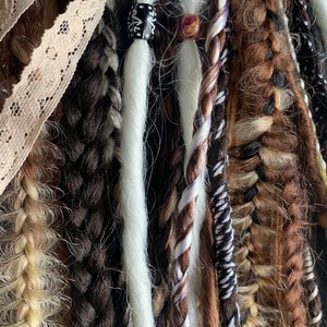 Brown synthetic dreads and braids/ clip in dreadlocks | clip in brown dreads/ Viking hair /Viking dreads / Viking fall dreads/ autumn dreads image 6