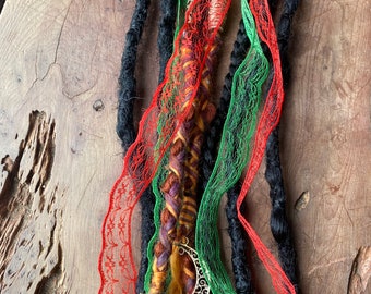 braids | Viking festival Viking wedding Vibrant black dreads - copper mix  | handcrafted braids| synthetic dreadlocks/ dreads clips