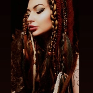 Red dreads & braids mix | Soft instant clip In hair  | red copper dreadlocks | synthetic dreads braids | Red festival hair/