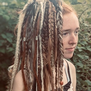 Brown synthetic dreads and braids/ clip in dreadlocks | clip in brown dreads/ Viking hair /Viking dreads / Viking fall dreads/ autumn dreads image 4