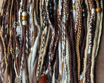 Viking Dreads & braids mix | Brown festival dreads clip in Brown dreadlocks - brown synthetic dreads/ Viking wedding hair / Viking festival