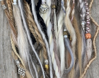 Wolf Dreads | winter viking dreads - silver dreadlocks- clip in Viking dreads / grey & blonde dreads / Viking wedding hair /Viking festival