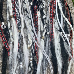 Viking Black and white tribal dreads and braids Instant black dreads hair viking dreads viking wedding hair / witch hair image 7