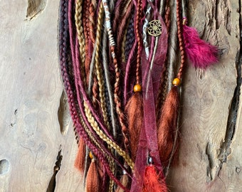 Red Copper Dreadlocks Clip-In: Celtic Viking Festival Hair