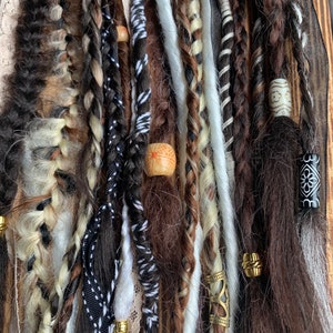 Brown synthetic dreads and braids/ clip in dreadlocks | clip in brown dreads/ Viking hair /Viking dreads / Viking fall dreads/ autumn dreads image 2
