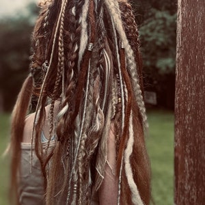 Brown synthetic dreads and braids/ clip in dreadlocks | clip in brown dreads/ Viking hair /Viking dreads / Viking fall dreads/ autumn dreads image 7