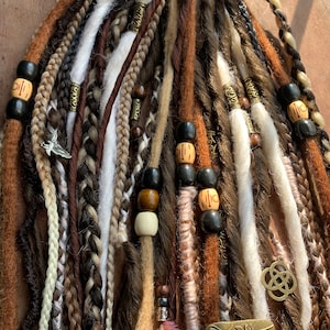 brown dreads | clip In brown dreadlocks | natural boho dreads | rustic boho dreads mix | clip in dreads.Viking dreads /autumn fall dreads