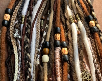brown dreads | clip In brown dreadlocks | natural boho dreads | rustic boho dreads mix | clip in dreads.Viking dreads /autumn fall dreads