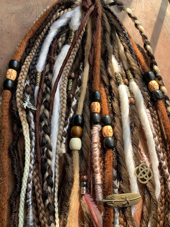 brown dreads | clip In brown dreadlocks | natural boho dreads | rustic boho dreads mix | clip in dreads.Viking dreads /autumn fall dreads