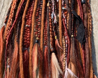 Red fall autumn dreadlocks & braids /red synthetic dreads /Viking wedding hair /autumn dreadlocks | red copper dreadlocks |  clip in dreads