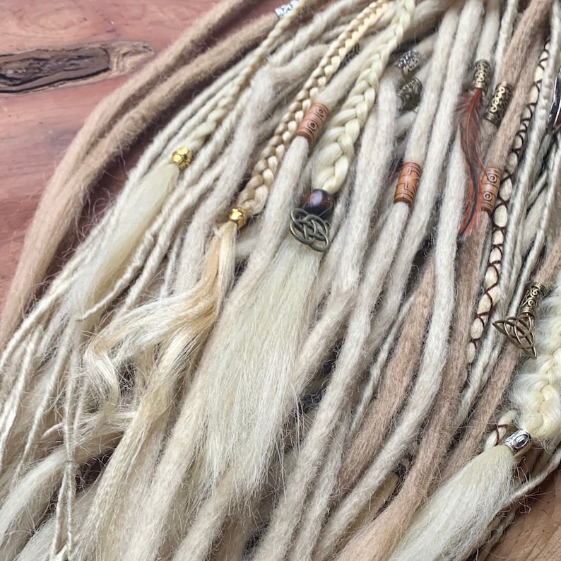 Viking Blonde dreads and braids synthetic blonde Dreadlocks Viking festival hair /blonde festival dreads Viking wedding hair image 5