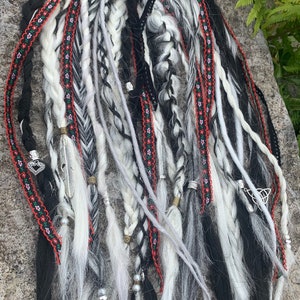 Viking Black and white tribal dreads and braids Instant black dreads hair viking dreads viking wedding hair / witch hair image 8