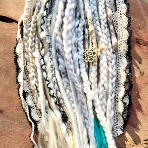 Viking White/Silver dreads & braids| Viking wedding hair | handcrafted dreads braids mix / clip in white synthetic dreads / Viking festival