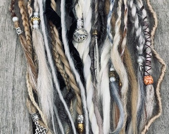 Celtic dreads in Greys blondes and silvers | wild hair wraps | handcrafted braids| natural dreads -  Nordic wolf. Uk seller fast dispatch