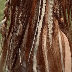 Brown synthetic dreads and braids/ clip in dreadlocks | clip in brown dreads/ Viking hair /Viking dreads / Viking fall dreads/ autumn dreads image 1