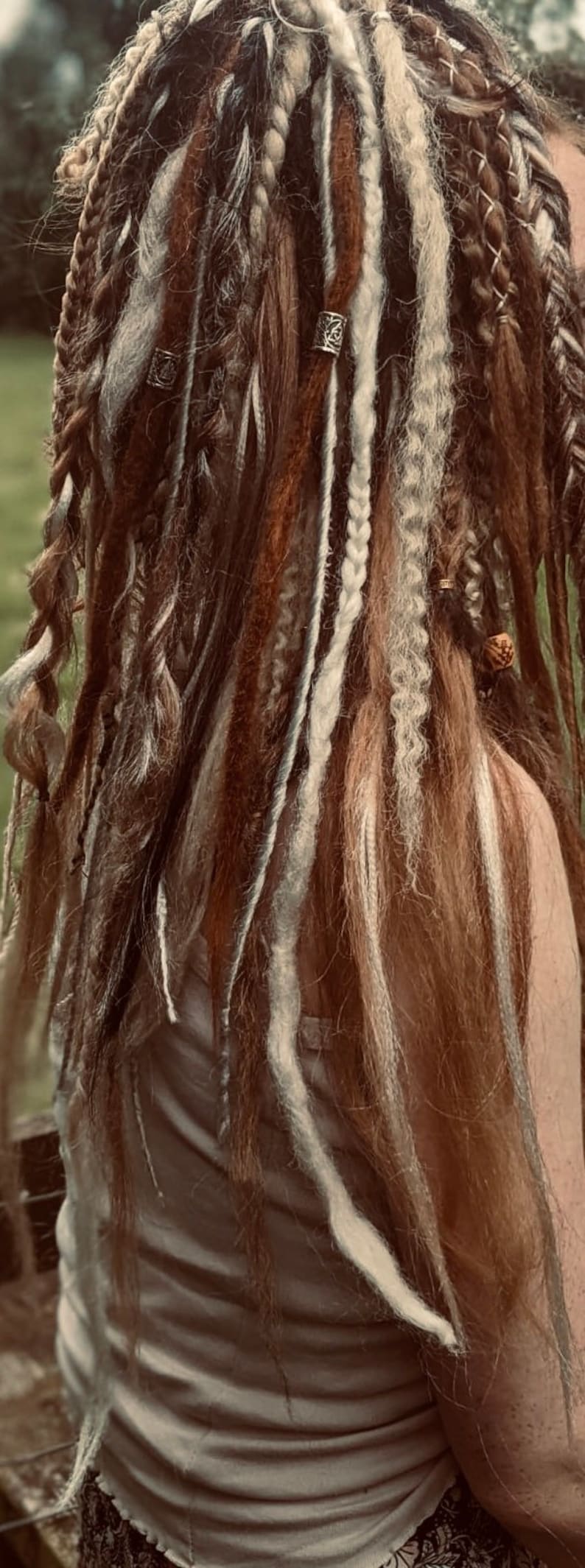 Brown synthetic dreads and braids/ clip in dreadlocks | clip in brown dreads/ Viking hair /Viking dreads / Viking fall dreads/ autumn dreads image 1