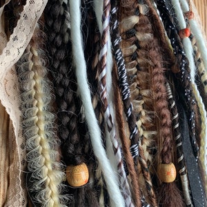 Brown synthetic dreads and braids/ clip in dreadlocks | clip in brown dreads/ Viking hair /Viking dreads / Viking fall dreads/ autumn dreads image 3