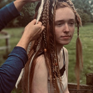 Brown synthetic dreads and braids/ clip in dreadlocks | clip in brown dreads/ Viking hair /Viking dreads / Viking fall dreads/ autumn dreads image 9