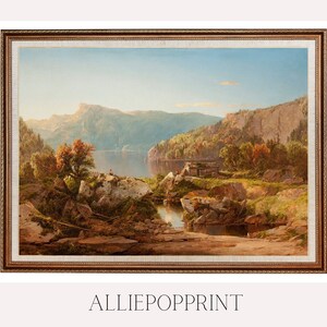 Fall Landscape Oil Painting, Autumn Wall Art, Fall Decor, Mountain Print, Digital Printable