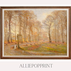 Autumn Landscape Oil Painting, Vintage Fall Print, Fall Wall Art, Digital Printable, Fall Decor