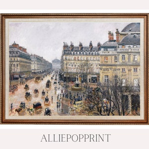 vintage cityscape oil painting, antique city architecture print, digital download, printable Home Decor,