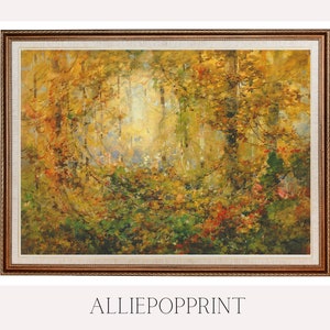 Autumn Landscape Oil Painting, Fall Wall Art, Vintage Rustic Wall Decor, Digital Printable