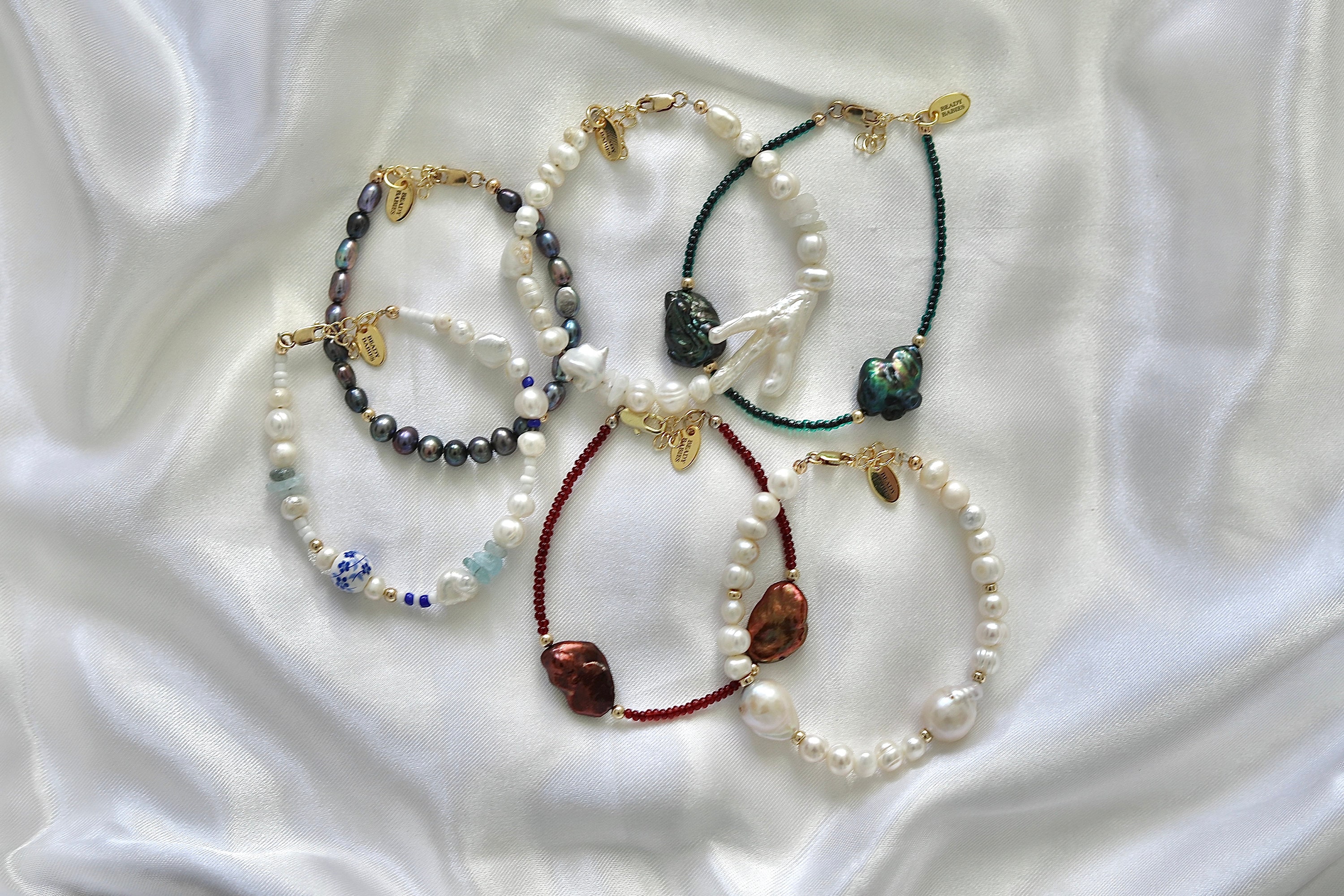 Aquamarine and keshi pearl bracelet main image 0
