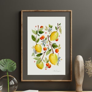 Lemons and Flowers - Original watercolour painting - Print | A4 and A5 | Matte finish