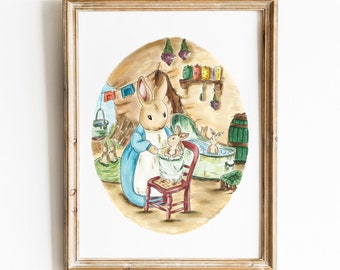 Peter Rabbit, Bath Time - Aquarelle - Print | 15 x 20cm