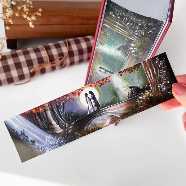 Lord of The Rings Bookmark - Aragorn and Arwen | Made from the original fore-edge painting | Book accessories | Book lover gifts